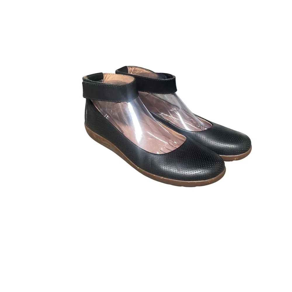 Clark's Collection Medora Nina Black Leather Flats Women's 10